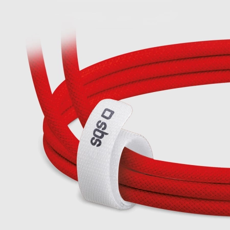 SBS TECABLETISSUETCCR USB-C - USB-C 1.5m 60W Braided Cable - Red