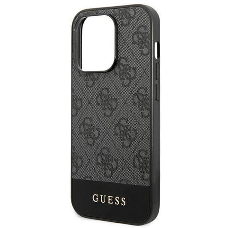 Guess 4G Bottom Stripe Metal Logo Collection - Etui iPhone 14 Pro Max (szary)