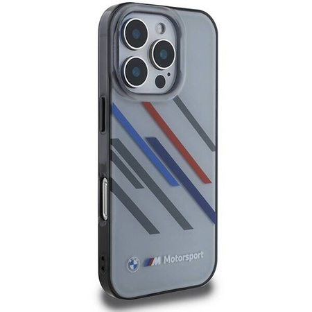 Oryginalne Etui IPHONE 16 PRO BMW Hardcase Motosport IML Random Stripes (BMHCP16L23HTRAG) szare