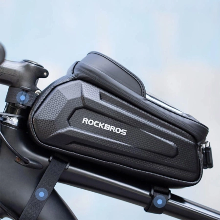 Rockbros B68 Fahrradtasche für gepanzerten Rahmen mit Handytasche und Abdeckung 1,7 l – Schwarz