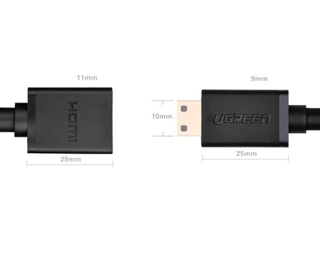 Ugreen kabel adapter przejściówka HDMI (żeński) - mini HDMI (męski) 4K 60 Hz Ethernet HEC ARC audio 32 kanały 22 cm czarny (20137)