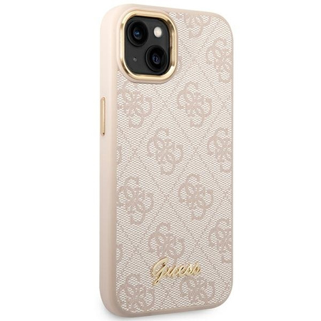 Original Handyhülle IPHONE 14 Guess Hard Case 4G Vintage Gold Logo (GUHCP14SHG4SHP) rosa
