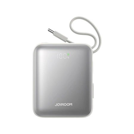Powerbank Joyroom JR-PBF27 10000mAh 22.5W z wbudowanymi kablami USB-C i Lightning - biały