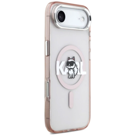 Etui Karl Lagerfeld IML Choupette Sketch Logo MagSafe na iPhone 17 Air - różowe