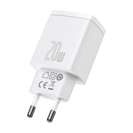 Baseus Compact szybka ładowarka sieciowa USB / USB Typ C 20W 3A Power Delivery Quick Charge 3.0 biały (CCXJ-B02)