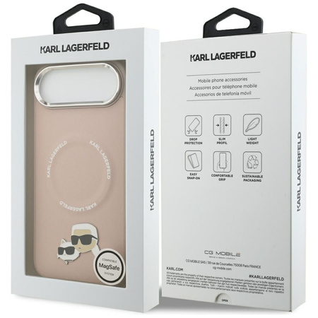 Karl Lagerfeld nakładka Magsafe PU case with Karl&Choupette heads pins logo and metal camera buttons do iPhone 17 Air beżowa