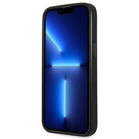 Original Case IPHONE 13 PRO MAX Guess Hardcase Saffianotriangle Logo (GUHCP13XPSATLG) silver