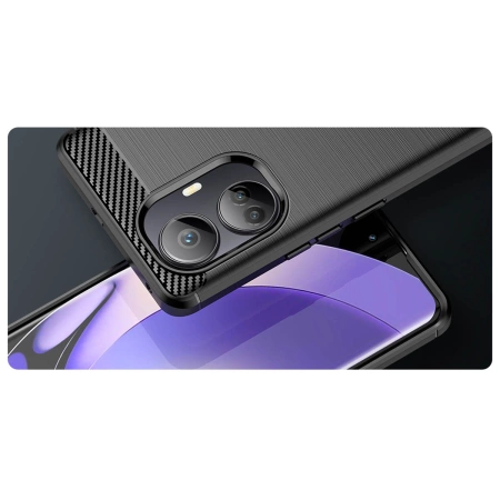 Carbon Case etui do Realme 10 Pro+ elastyczny silikonowy karbonowy pokrowiec czarne