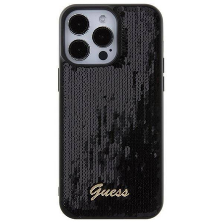 Guess Sequin Script Metal case for iPhone 15 Pro Max - black
