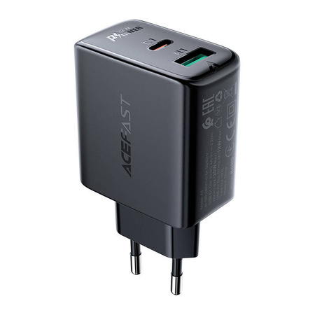 Acefast ładowarka sieciowa USB Typ C / USB 32W, PPS, PD, QC 3.0, AFC, FCP czarny (A5 black)