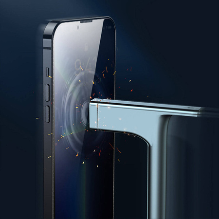Baseus 2x Panzerglas für iPhone 12 Pro Max Privacy Anti Spy (Privatisierung) mit einer Abdeckung für den Lautsprecher + Positionierer (SGBL061002) (case friendly)