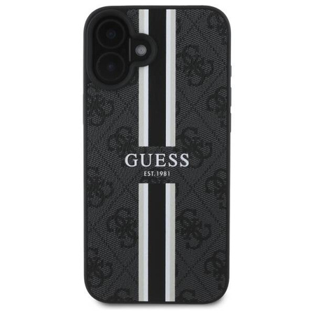 Original Case IPHONE 16 Guess Hardcase 4G Printed Stripes MagSafe (GUHMP16SP4RPSK) black