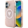 Etui Guess IML Metal Glitter 4G Circle Triangle MagSafe na iPhone 16 - różowe