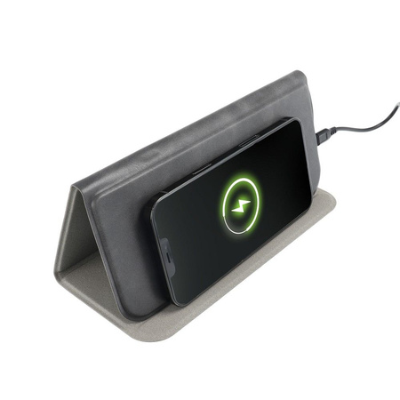 Podkładka pod mysz + ładowarka indykcyjna 15W OJD-82 brązowa/szara