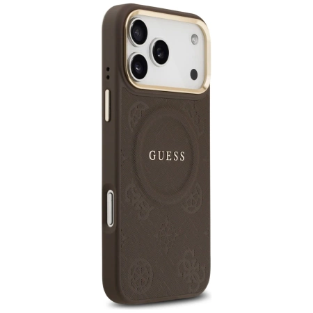 Guess Peony Hot Stamp MagSafe Case for iPhone 17 Pro Max - Brown