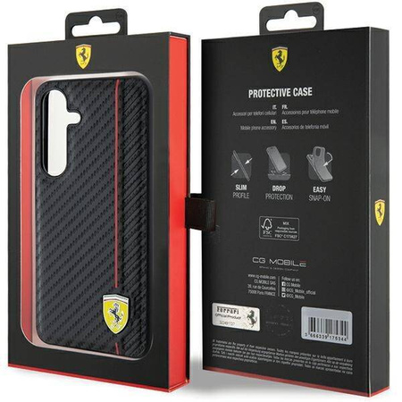 Oryginalne Etui FERRARI hardcase Carbon Printed Line FEHCS24MN3DUR do Samsung Galaxy S24 Plus Czarny