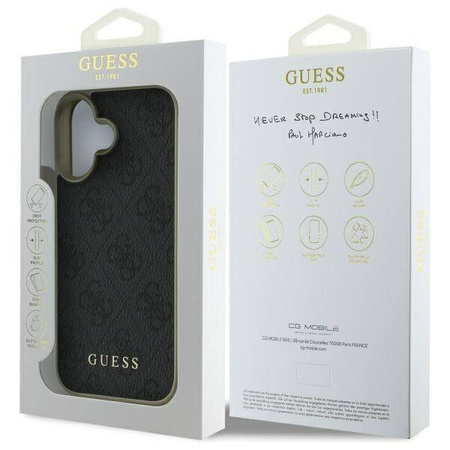 Original Case IPHONE 16 Guess Hardcase 4G Charms Collection (GUHCP16SGF4GGR) black