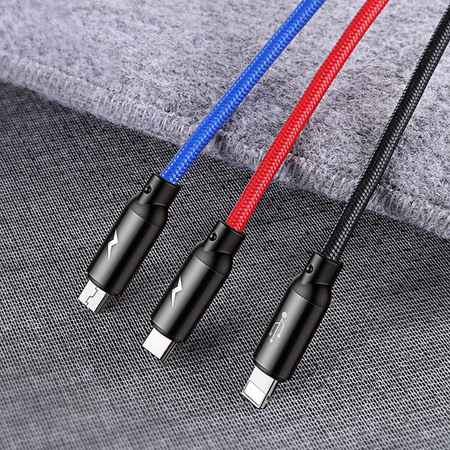 Baseus 3in1 Cable USB-C / Lightning / Micro 3,5A 0,3m (Black)
