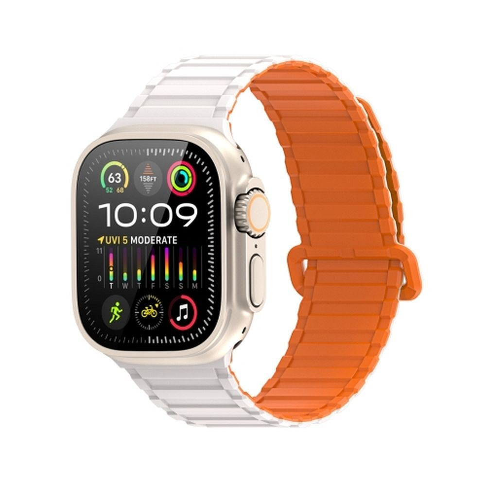 DUX DUCIS pasek KJ silikonowy do Apple Watch 42 / 44 / 45 / 49 mm srebrno pomarańczowy