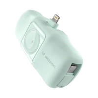 Mini powerbank Wozinsky WF16-YLS 5000mAh 15W Lightning z wbudowanym kablem USB-C i ładowarką do Apple Watch - zielony