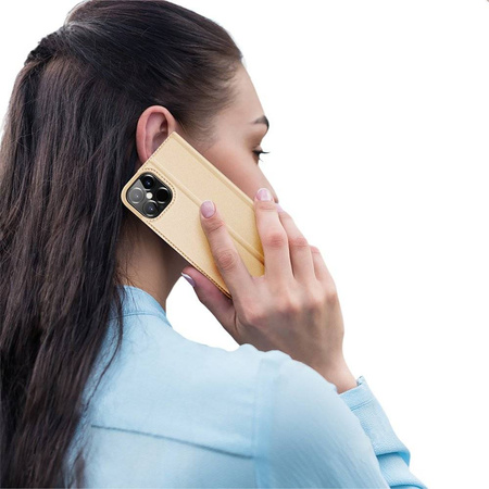 Etui IPHONE 12 PRO MAX z klapką Dux Ducis skórzane Skin Leather złote