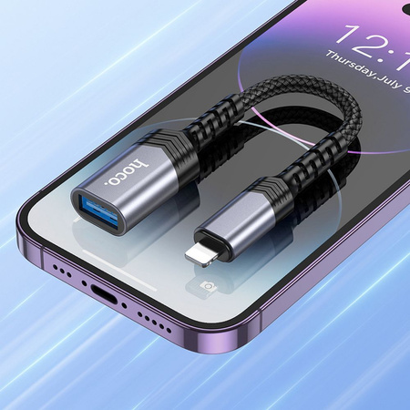 HOCO adapter iPhone Lightning 8-pin (męski) do USB (żeński) 3.0 UA24 czarna