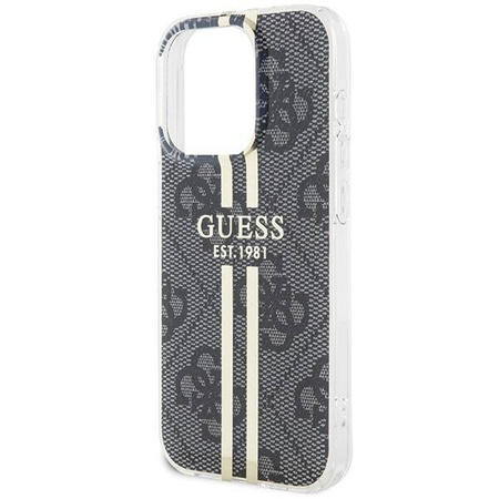 Oryginalne Etui GUESS Hardcase GUHCP15LH4PSEGK do iPhone 15 Pro (4G Gold Stripe / czarny)