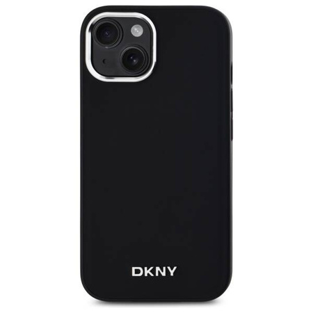 Original Handyhülle IPHONE 15 DKNY Hardcase Plain Logo MagSafe (DKHMP15SPSCMCLK) schwarz