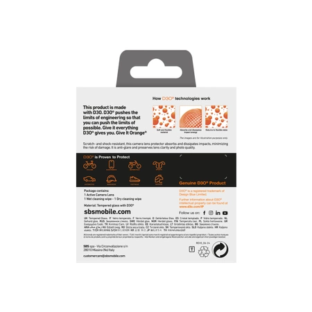 Szkło hartowane SBS Active Camera Lens D3O na aparat do iPhone 16 Pro / 16 Pro Max