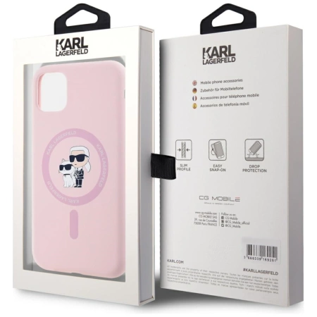 Karl Lagerfeld Silikon Karl&amp;Choupette MagSafe iPhone 11 Hülle - Rosa