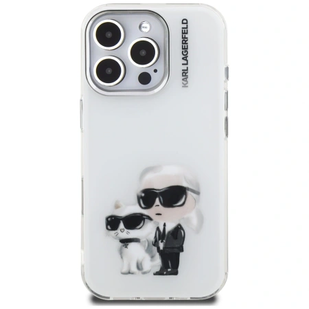 Karl Lagerfeld IML Aquarelle Karl &amp; Choupette &amp; Logo iPhone 16 Pro Case - White