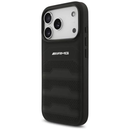 AMG Leather Debossed Lines Logo Case for iPhone 17 Pro - Black