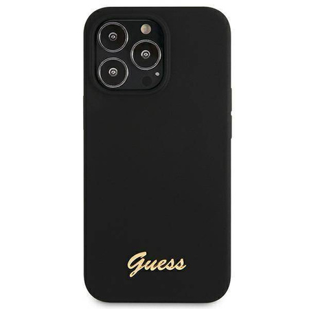 Guess GUHMP13XLSLMGBK iPhone 13 Pro Max 6.7 &quot;black / black hardcase Silicone Script Gold Logo