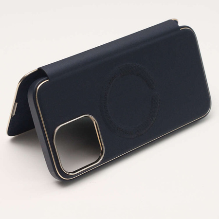 Etui Smart Gold Frame Mag do iPhone 12 / 12 Pro 6,1" granatowe