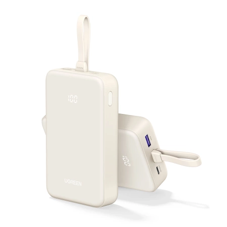Ugreen PB505 Powerbank 20000 mAh 22,5 W USB-C USB-A integriertes USB-C-Kabel – Weiß