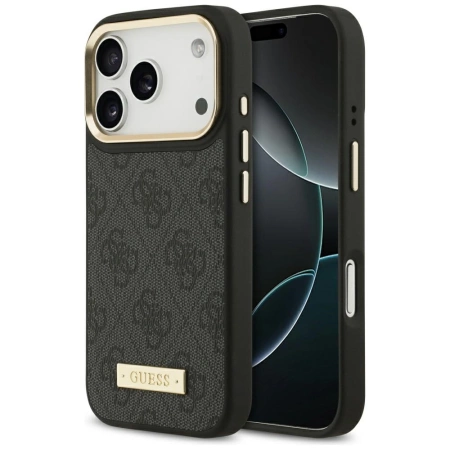 Guess 4G Logo Plate MagSafe Case für iPhone 17 Pro - Schwarz