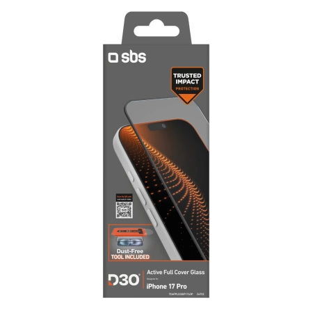 SBS Schutzglas mit D3O-Technologie Set mit Applikator für iPhone 17 Pro
