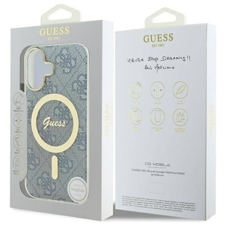 Original Case IPHONE 16 Guess Hardcase IML 4G MagSafe (GUHMP16SH4STB) blue