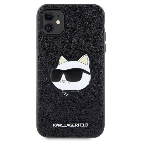 Karl Lagerfeld KLHCN61G2CPK iPhone 11 / Xr 6,1" schwarz/schwarzes Hartschalenetui mit glitzerndem Choupette-Patch