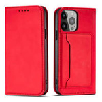 Magnet Card Case case for Samsung Galaxy S23+ flip cover wallet stand red