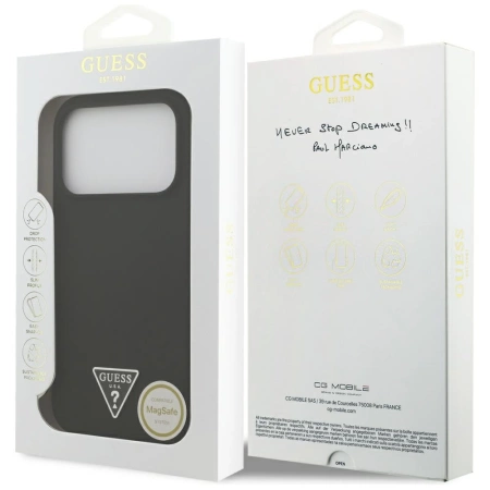 Guess Silikon Triangle Logo MagSafe Case für iPhone 17 Pro - Schwarz