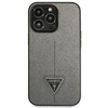 Original Handyhülle IPHONE 13 PRO Guess Hardcase Saffianotriangle Logo (GUHCP13LPSATLG) silber