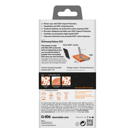 D3O Cover Samsung S25, transparent