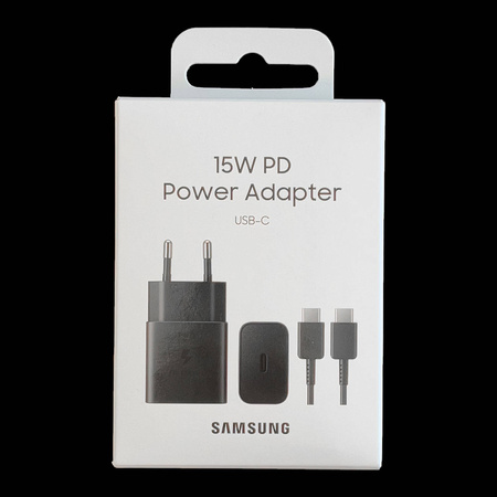 Samsung USB-Wandladegerät Typ C 15W PD AFC + USB-Typ-C-Kabel schwarz (EP-T1510XBEGEU)
