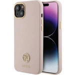 Guess Silicone Logo Strass 4G case for iPhone 15 - light pink