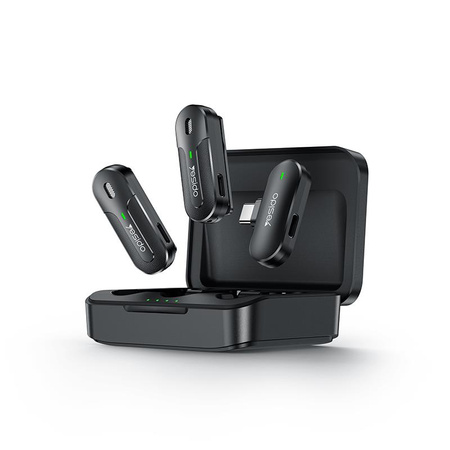 Yesido KR17 Mikrofon MEMS 2szt. Klips Type-C, Wireless 2.4GHz, BLACK / CZARNY