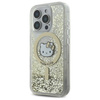 Original Handyhülle IPHONE 16 PRO Hello Kitty Hardcase Liquid Glitter Fever MagSafe (HKHMP16LLGDIH) Gold und Weiß