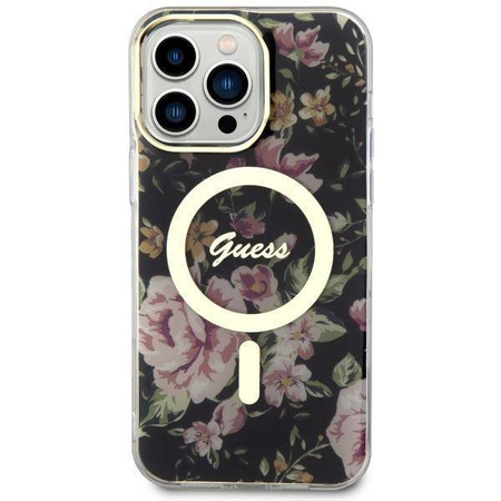 Guess GUHMP14XHCFWSK iPhone 14 Pro Max 6,7&quot; schwarz/schwarz Hardcase Flower MagSafe