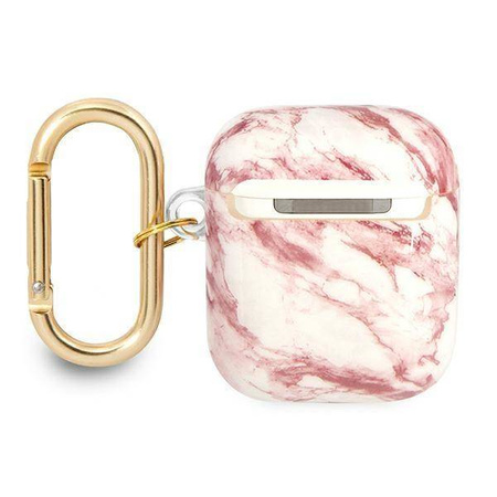 Etui APPLE AIRPODS Guess AirPods Marble Strap Collection (GUA2HCHMAP) różowe
