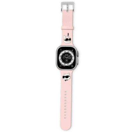 Oryginalny Pasek KARL LAGERFELD strap 3D Rubber Karl&Choupette Heads KLAWLSLKCNP do Apple Watch 42/44/45/49mm różowy
